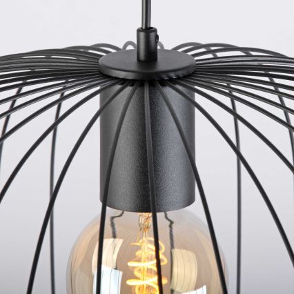Luster na sajli OVELLA 1xE27/15W/230V, prečnik 46 cm, crne boje