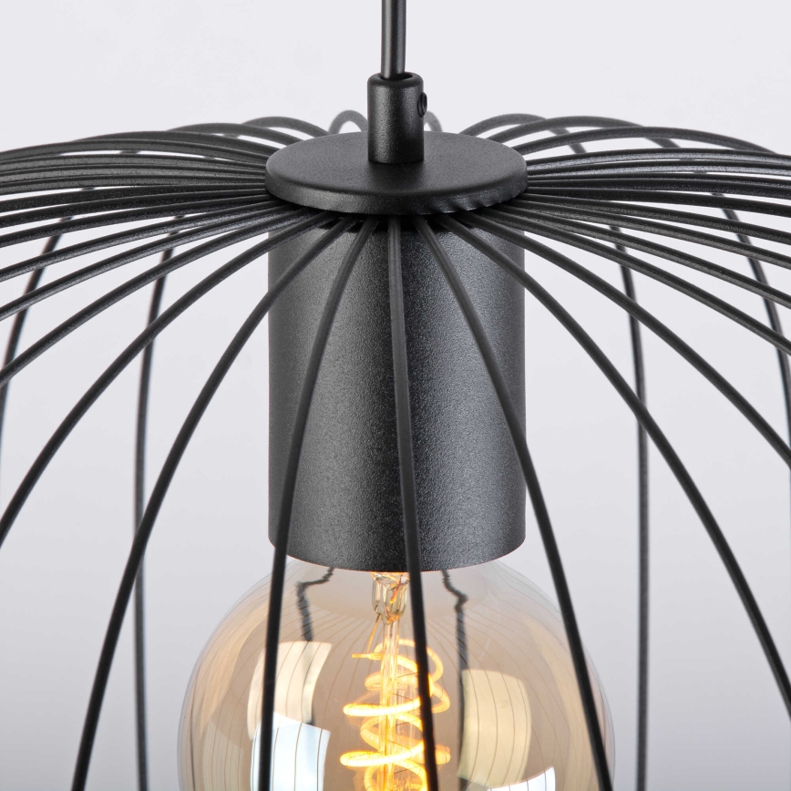 Luster na sajli OVELLA 1xE27/15W/230V, prečnik 46 cm, crne boje
