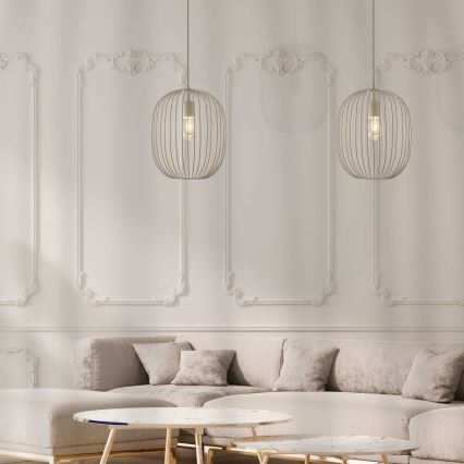 Luster na sajli OVELLA 1xE27/15W/230V prečnika 34 cm krem