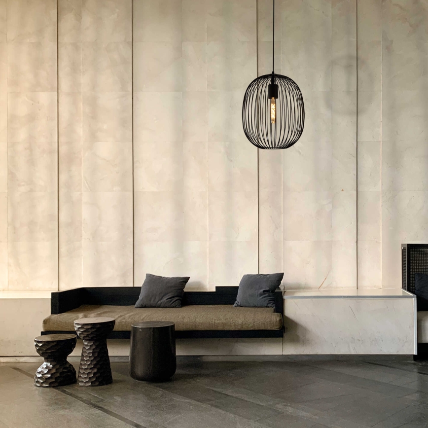 Luster na sajli OVELLA 1xE27/15W/230V Ø 34 cm crna