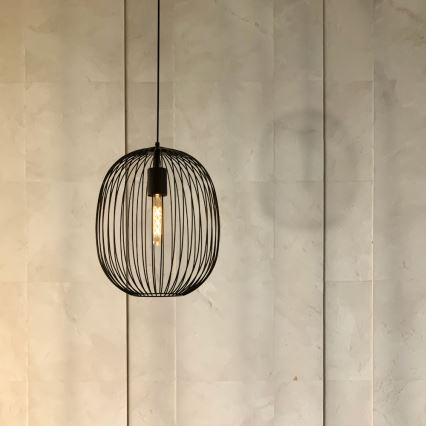 Luster na sajli OVELLA 1xE27/15W/230V Ø 34 cm crna