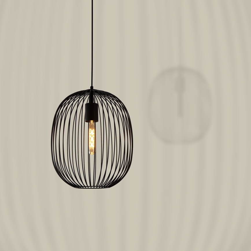Luster na sajli OVELLA 1xE27/15W/230V Ø 34 cm crna