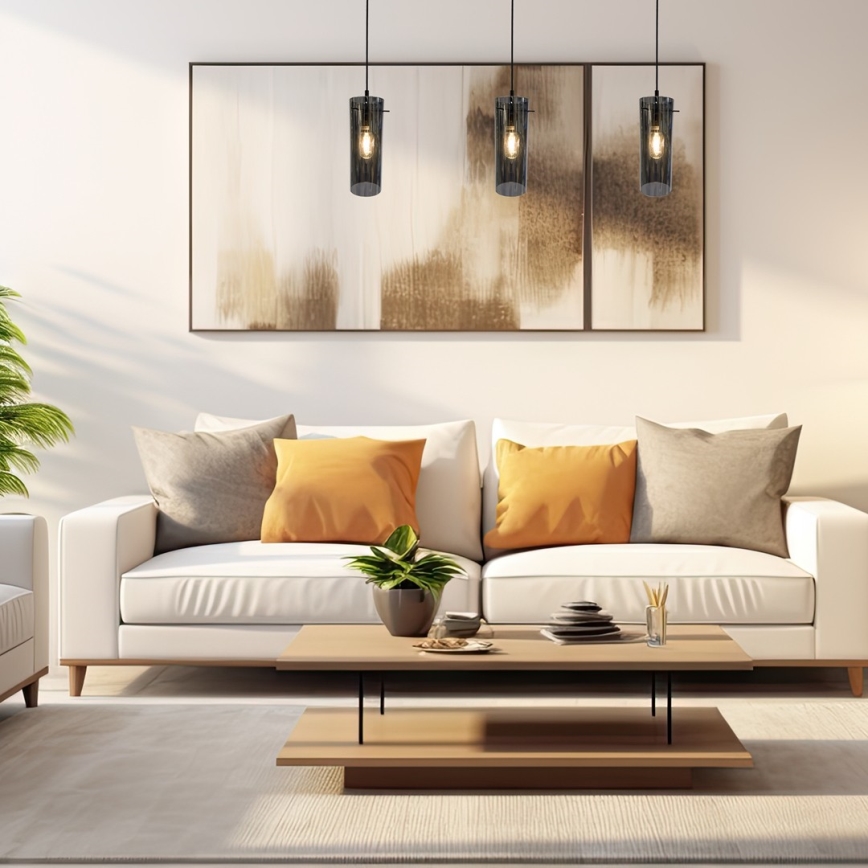 Luster na sajli PADOVA 3xE27/15W/230V crne boje