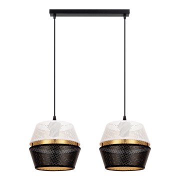 Luster na sajli PARIS 2xE27/60W/230V beli/crni/zlatni