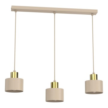 Luster na sajli PARKLA 3xE27/15W/230V bež/zlatna