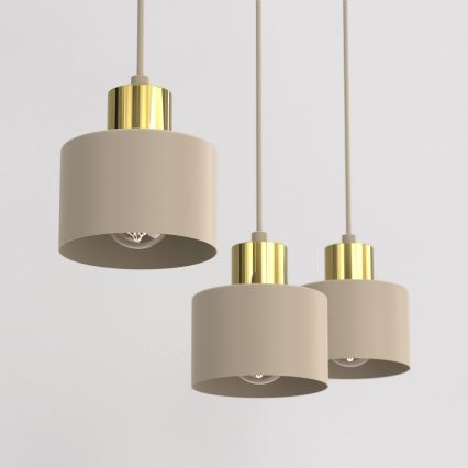 Luster na sajli PARKLA 3xE27/15W/230V bež/zlatna