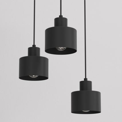 Luster na sajli PARKLA 3xE27/15W/230V crna