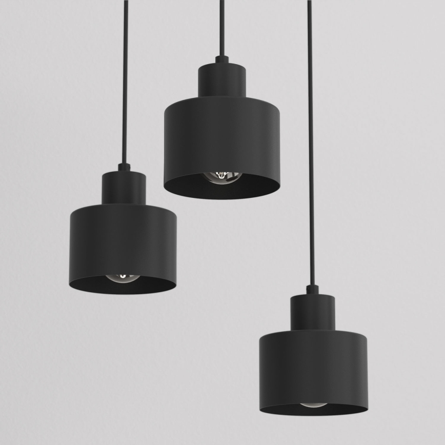 Luster na sajli PARKLA 3xE27/15W/230V crna