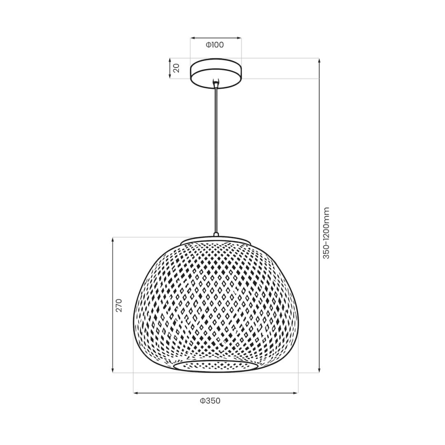 Luster na sajli PETRA 1xE27/15W/230V bambus