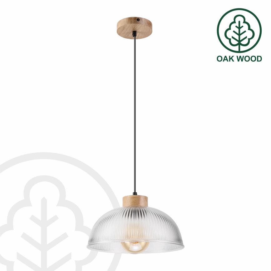Luster na sajli PIA 1xE27/60W/230V, prečnik 30 cm, hrast