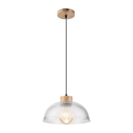 Luster na sajli PIA 1xE27/60W/230V, prečnik 30 cm, hrast