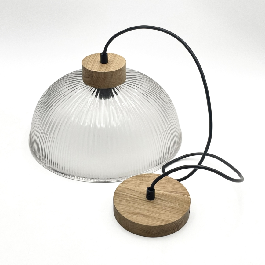 Luster na sajli PIA 1xE27/60W/230V, prečnik 30 cm, hrast