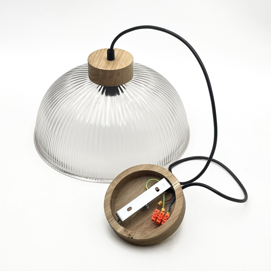 Luster na sajli PIA 1xE27/60W/230V, prečnik 30 cm, hrast