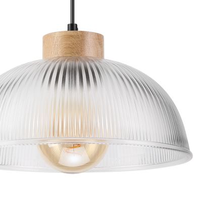 Luster na sajli PIA 1xE27/60W/230V, prečnik 30 cm, hrast
