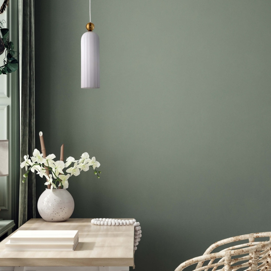 Luster na sajli PIEGA 1xE14/40W/230V mesing/bela