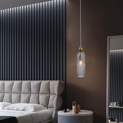Luster na sajli PIEGA 1xE14/40W/230V mesing/dimna crna