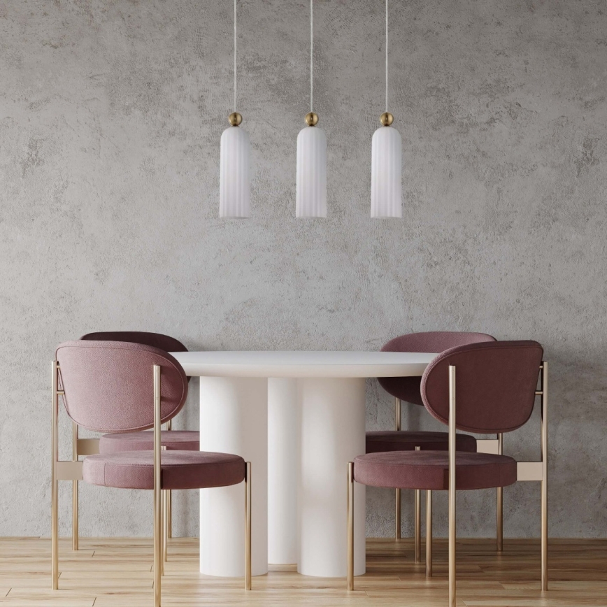 Luster na sajli PIEGA 3xE14/40W/230V mesing/bela