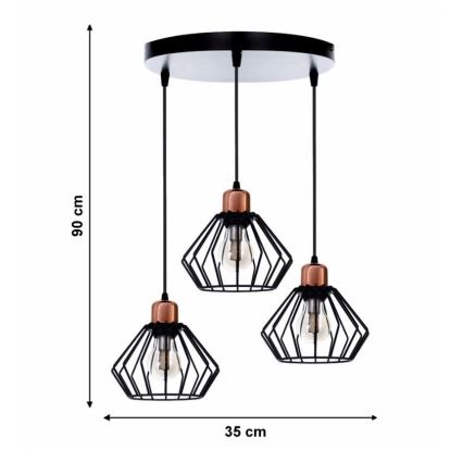 Luster na sajli PORTO 3xE27/40W/230V
