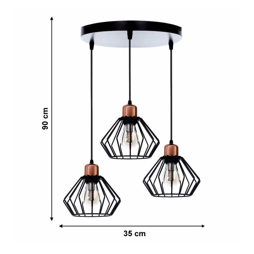 Luster na sajli PORTO 3xE27/40W/230V