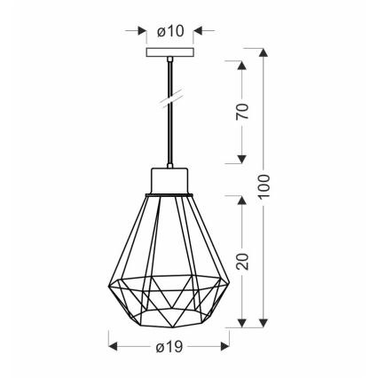 Luster na sajli PRIMO 1xE27/60W/230V crno-zlatni
