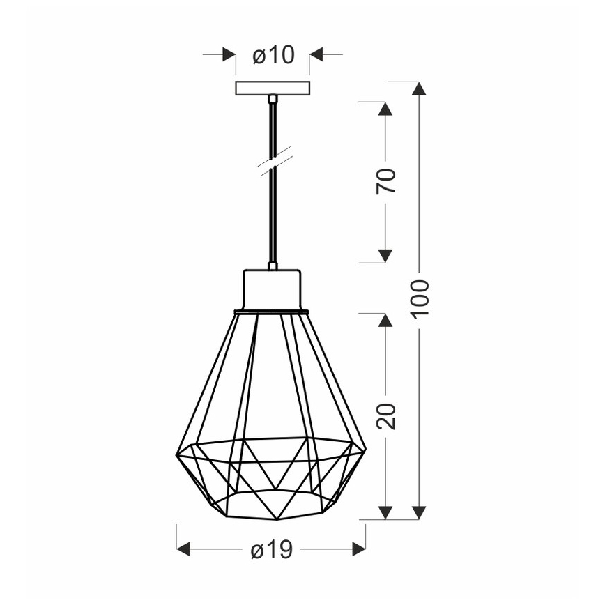 Luster na sajli PRIMO 1xE27/60W/230V crno-zlatni