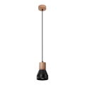 Luster na sajli QUBIC 1xE27/60W/230V beton/breza/buk/crna