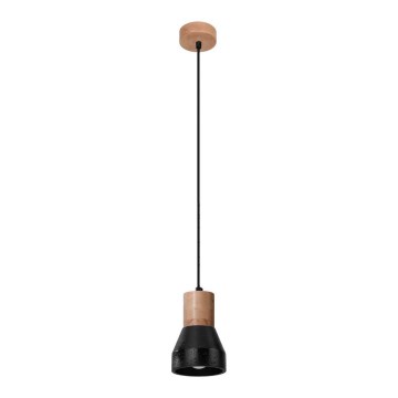 Luster na sajli QUBIC 1xE27/60W/230V beton/breza/buk/crna