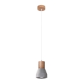 Luster na sajli QUBIC 1xE27/60W/230V beton/breza/buk