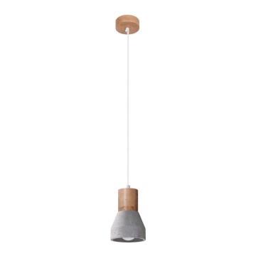 Luster na sajli QUBIC 1xE27/60W/230V beton/breza/buk