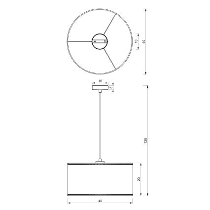 Luster na sajli RATTAN 1xE27/60W/230V, prečnik 40 cm, ratan