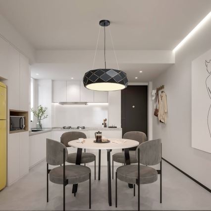 Luster na sajli REUS 3xE27/40W/230V, prečnik 47 cm, crna