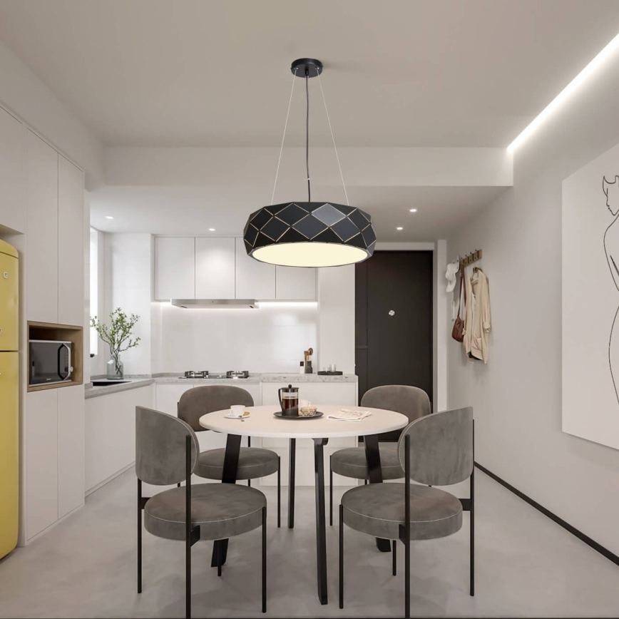 Luster na sajli REUS 3xE27/40W/230V, prečnik 47 cm, crna