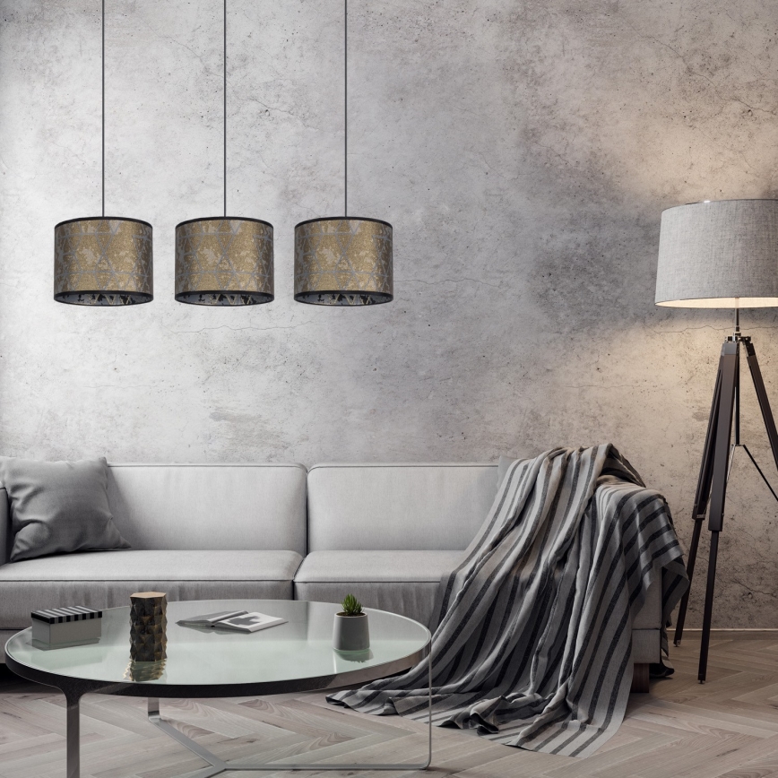 Luster na sajli REZO 3xE27/60W/230V zlatni