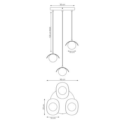 Luster na sajli RITUAL 3xG9/8W/230V crna