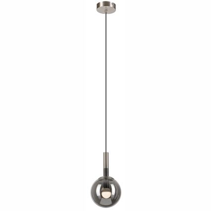 Luster na sajli ROLLO 1xE14/5W/230V mat hrom/dimljeno staklo