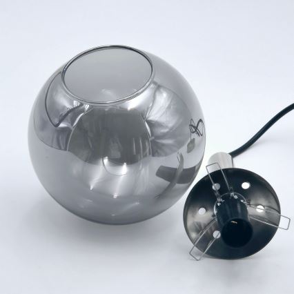 Luster na sajli ROLLO 1xE14/5W/230V mat hrom/dimljeno staklo