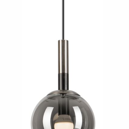 Luster na sajli ROLLO 1xE14/5W/230V mat hrom/dimljeno staklo