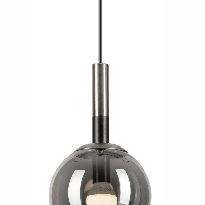 Luster na sajli ROLLO 1xE14/5W/230V mat hrom/dimljeno staklo