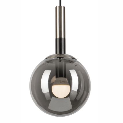 Luster na sajli ROLLO 1xE14/5W/230V mat hrom/dimljeno staklo