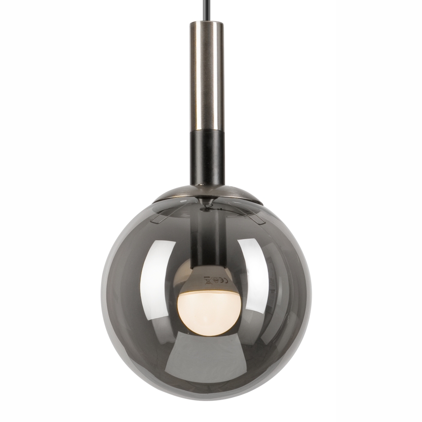 Luster na sajli ROLLO 1xE14/5W/230V mat hrom/dimljeno staklo