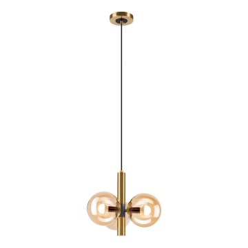 Luster na sajli ROLLO 3xE14/5W/230V zlatna/dimljeno bež