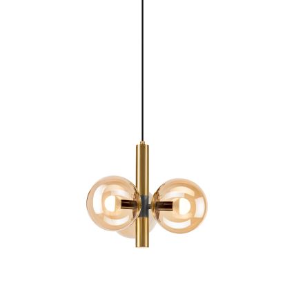 Luster na sajli ROLLO 3xE14/5W/230V zlatna/dimljeno bež