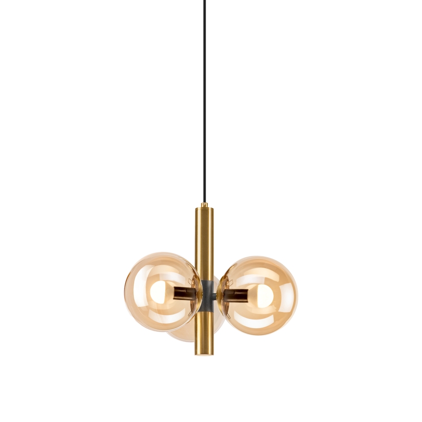 Luster na sajli ROLLO 3xE14/5W/230V zlatna/dimljeno bež