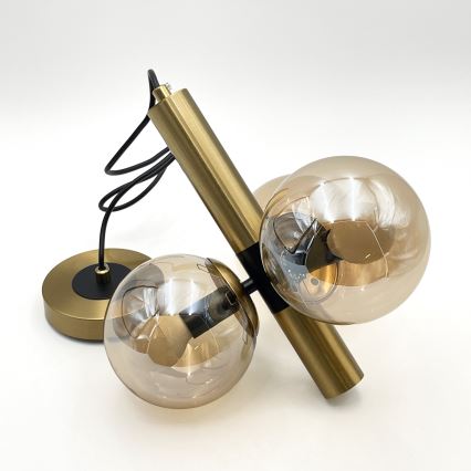 Luster na sajli ROLLO 3xE14/5W/230V zlatna/dimljeno bež