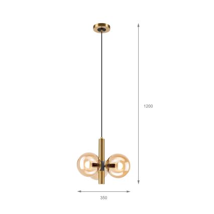 Luster na sajli ROLLO 3xE14/5W/230V zlatna/dimljeno bež