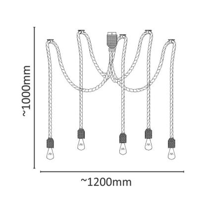 Luster na sajli ROPE CASA 5xE27/12W/230V pauk