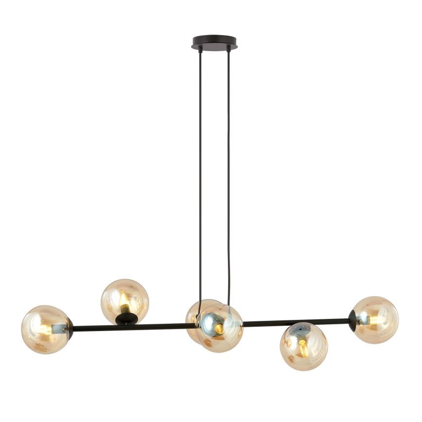 Luster na sajli ROSSI 6xE14/10W/230V crna/bež
