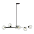 Luster na sajli ROSSI 6xE14/10W/230V crna/prozirna