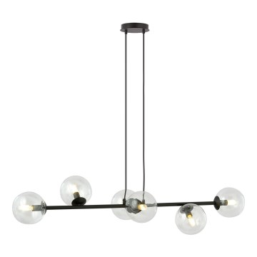 Luster na sajli ROSSI 6xE14/10W/230V crna/prozirna