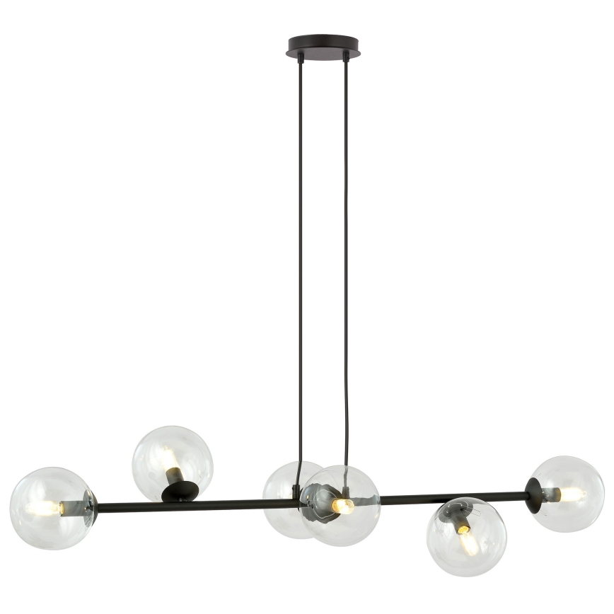 Luster na sajli ROSSI 6xE14/10W/230V crna/prozirna